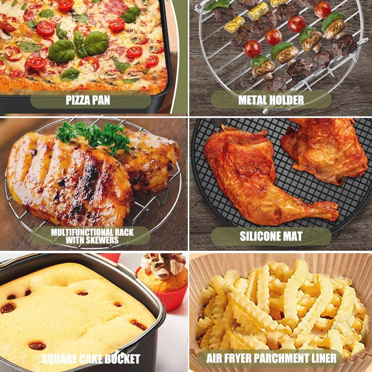 Pack of 17 20 cm Air Fryer Air Fryer Accessories with 200 Sheets Baking Paper Suitable for Air Fryer from 4.2 to 6.8 Litres, All Brands