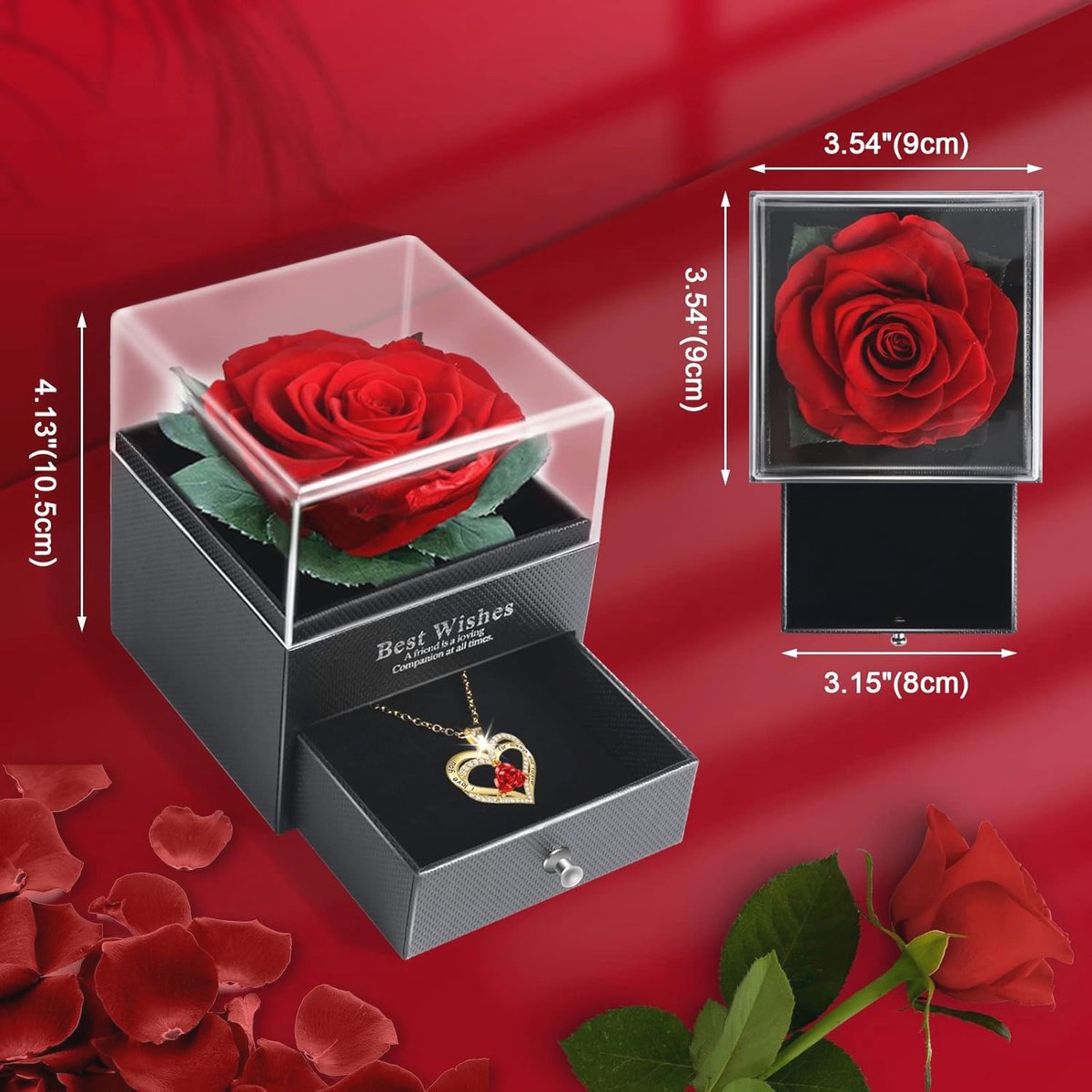 Makone Eeuwige roos, handgemaakte geconserveerde rozen sieradengeschenkdoos, Valentijnsdag, Moederdag, jubileum, bruiloft, verjaardag, romantische cadeaus voor haar (blauw