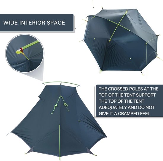 Ultralight Rugzak Tent voor 1 of 2 Personen – Ideaal voor Fietsen en Wandelen — afbeelding 3