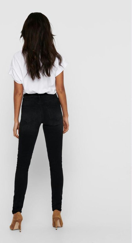 ONLY OnlBlush Life Mid Skinny Fit Jeans voor dames, zwart denim/Detail: rea1099, (L) B x 34L