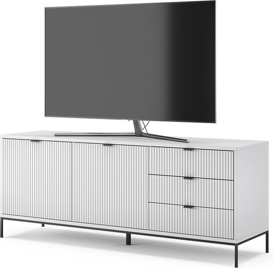 Vicco Meuble TV Eliza, Wit, 150,1 x 60 cm avec 3 tiroirs, 2 portes
