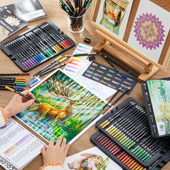Shuttle Art 174 Kleuren Professionele Kleurpotloden, Zachte Kern Kleurpotloden Set Met 1 Kleurboek Schetsblok 4 Puntenslijper 2 Potloodverlengers Kunstenaars Kinderen Volwassenen Kleuren 994130465