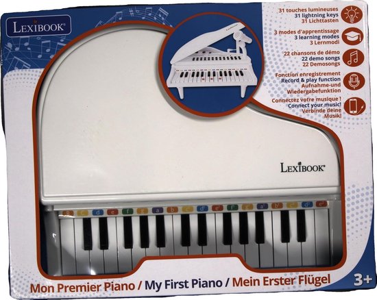 Piano Enfant Lexibook K731 - 31 Touches Lumineuses, Micro, MP3 - Blanc - 3 Ans Et Plus