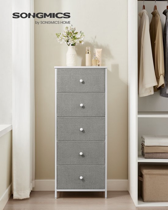 ODK Ladekast, met 2 Stopcontacten en 2 USB-poorten, 6 Grote Stoffen Lades, Multifunctionele Ladekast Geschikt voor Slaapkamer en Woonkamer, 100 * 30 * 85,2 cm, Zwart
