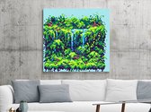Pixel art mos schilderij | Verfijnde mosseltjes: een betoverende pixelkunstcreatie vol levendige details | Kunst - 30x30 centimeter op Dibond | Foto op Dibond