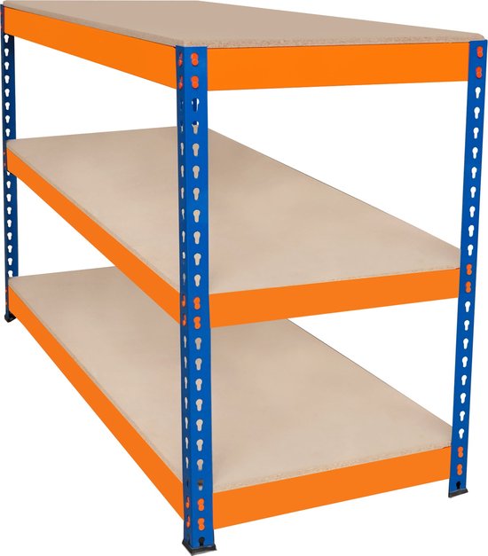 Établi 2 Niveaux 90x60x90cm – MONSTERSHOP, Acier Bleu, Supporte 300kg/étagère