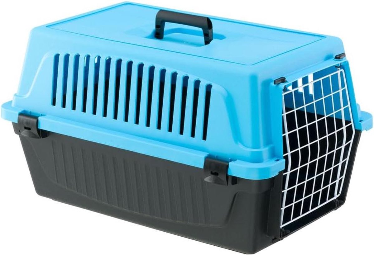 Transportbox voor kleine honden en katten tot 8 kg - Ventilatiesleuven - 37 x 58 x h 32 cm - Lichtblauw