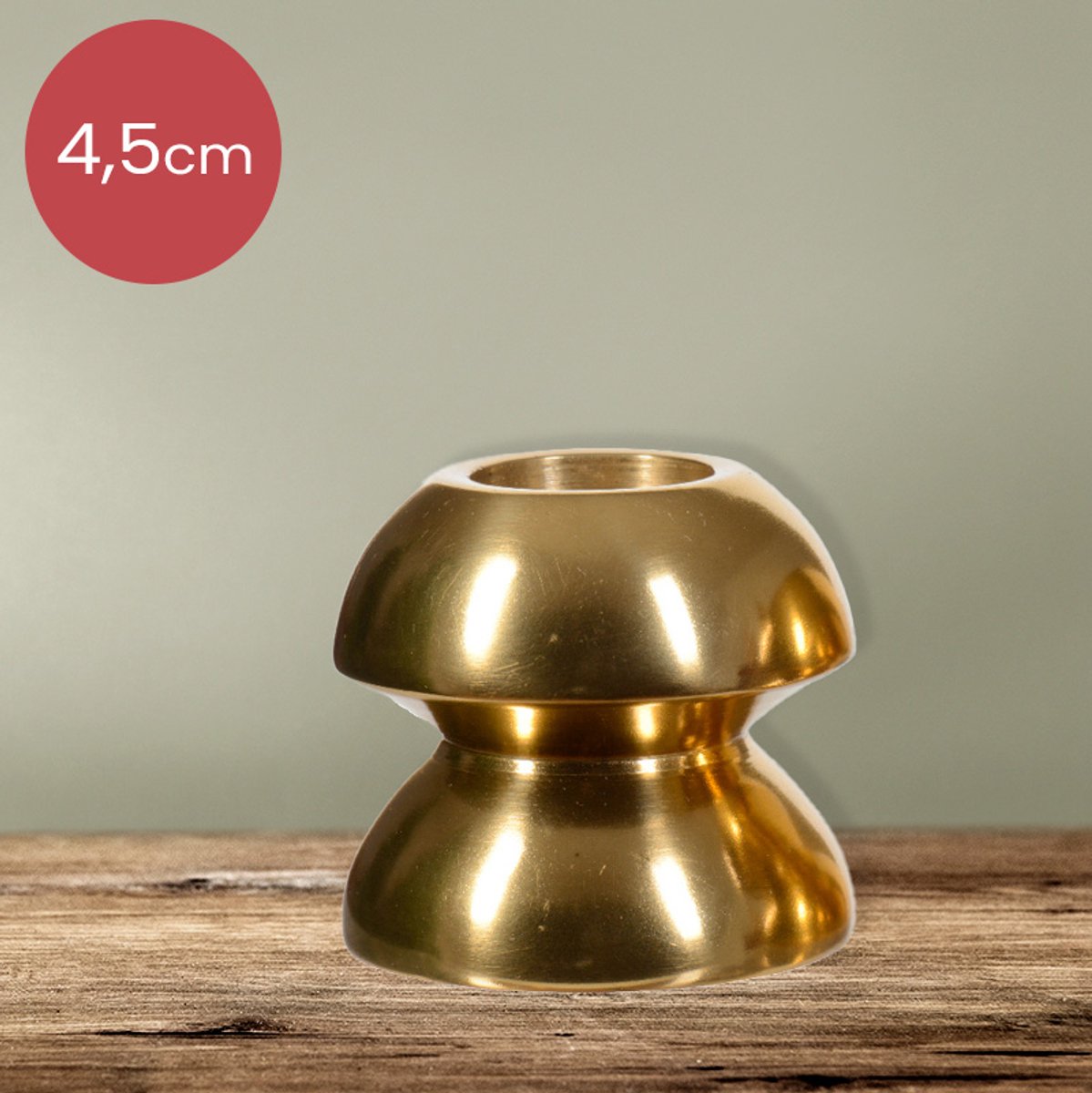 Gouden aluminium kandelaar voor 1 kaars - 4,5 cm - kerstdecoratie - kerst - luxe theelichthouder - voor kaarsjes