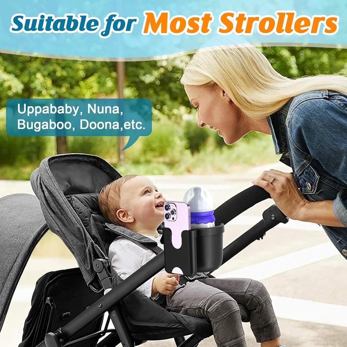 Kinderwagen Cup Houder - Met Telefoon Opbergdoos - Geschikt voor Baby Buggy en Fiets — afbeelding 6