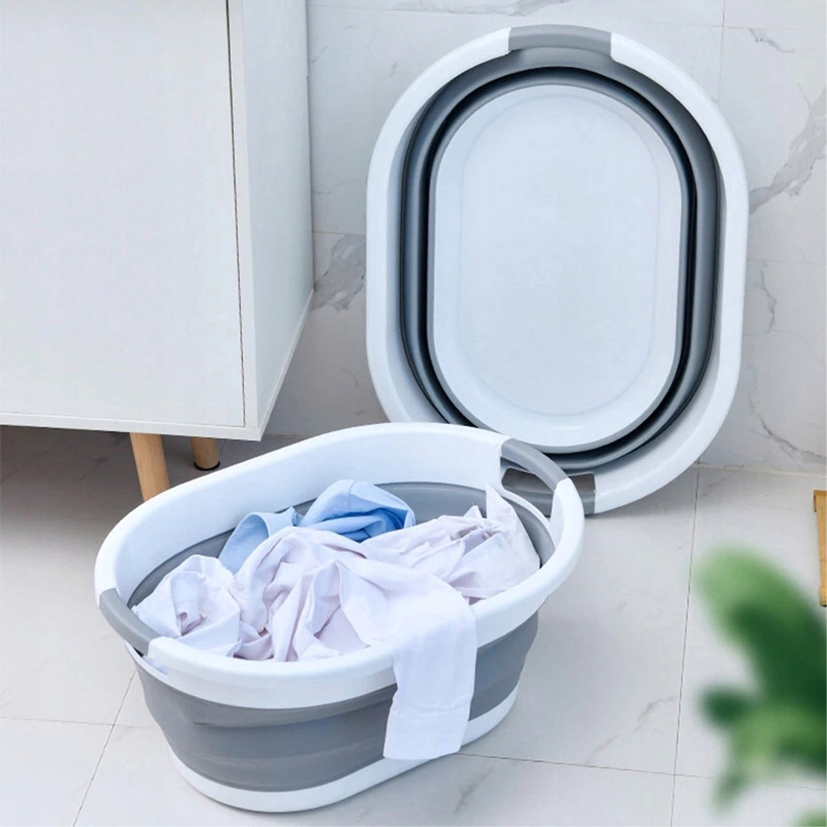 Goedkoopste IBBO® - Opvouwbare wasmand - Wasmand - Opvouwbaar Mand - 25 L - inklapbaar wasmand - Siliconen - Opbergmand - Wasbox - Was Emmer - Grijs