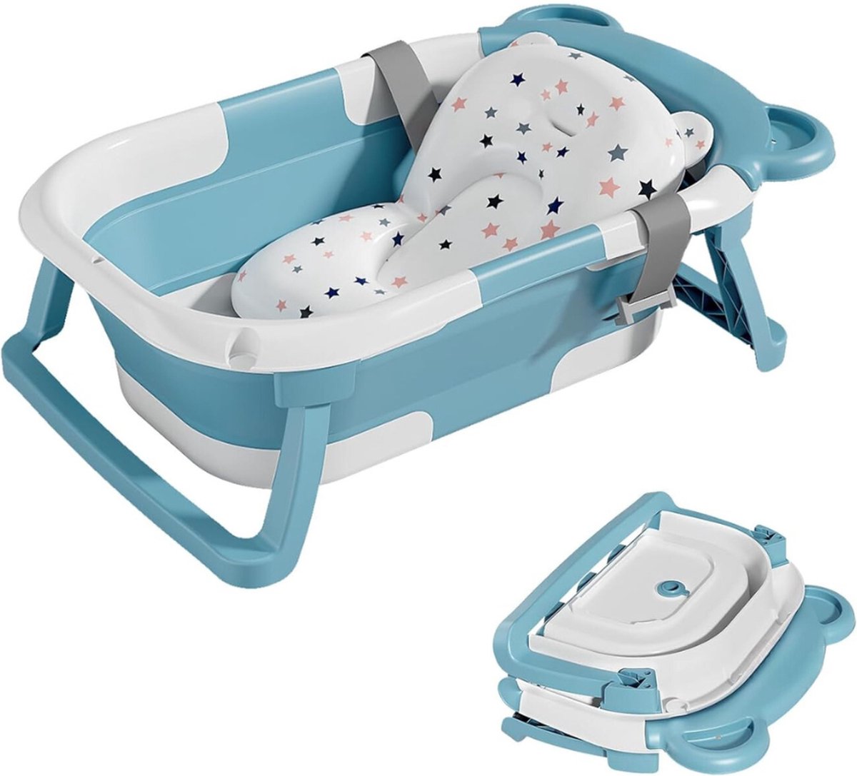 Goedkoopste Goodivery - Babybadje met standaard -babybad -luma bad - luma bad- en verzorgingsset - 44 x 30 x 19cm - lichtblauw
