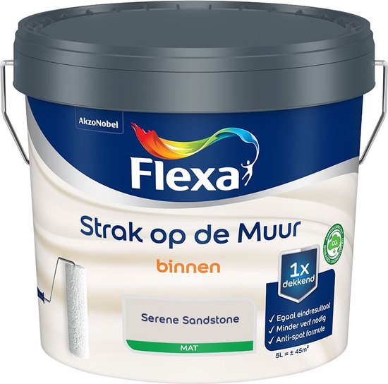 Flexa - Strak op de Muur Binnen Muurverf Mat - Serene Sandstone - Kleur van het jaar 2025 - Mengverf - 5 L