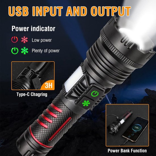 Torche LED rechargeable avec batterie - Alibaba