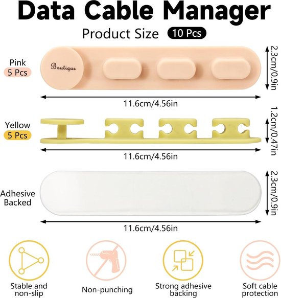 Bureaudraadclip | Kabelorganisator Bureau | Zelfklevende Snoerhouder | Nachtkastje Kabelhouder Netjes Kabel Organizer Draad Organizer voor Bureau Cord Management voor Nachtkastje Kabels Netjes voor