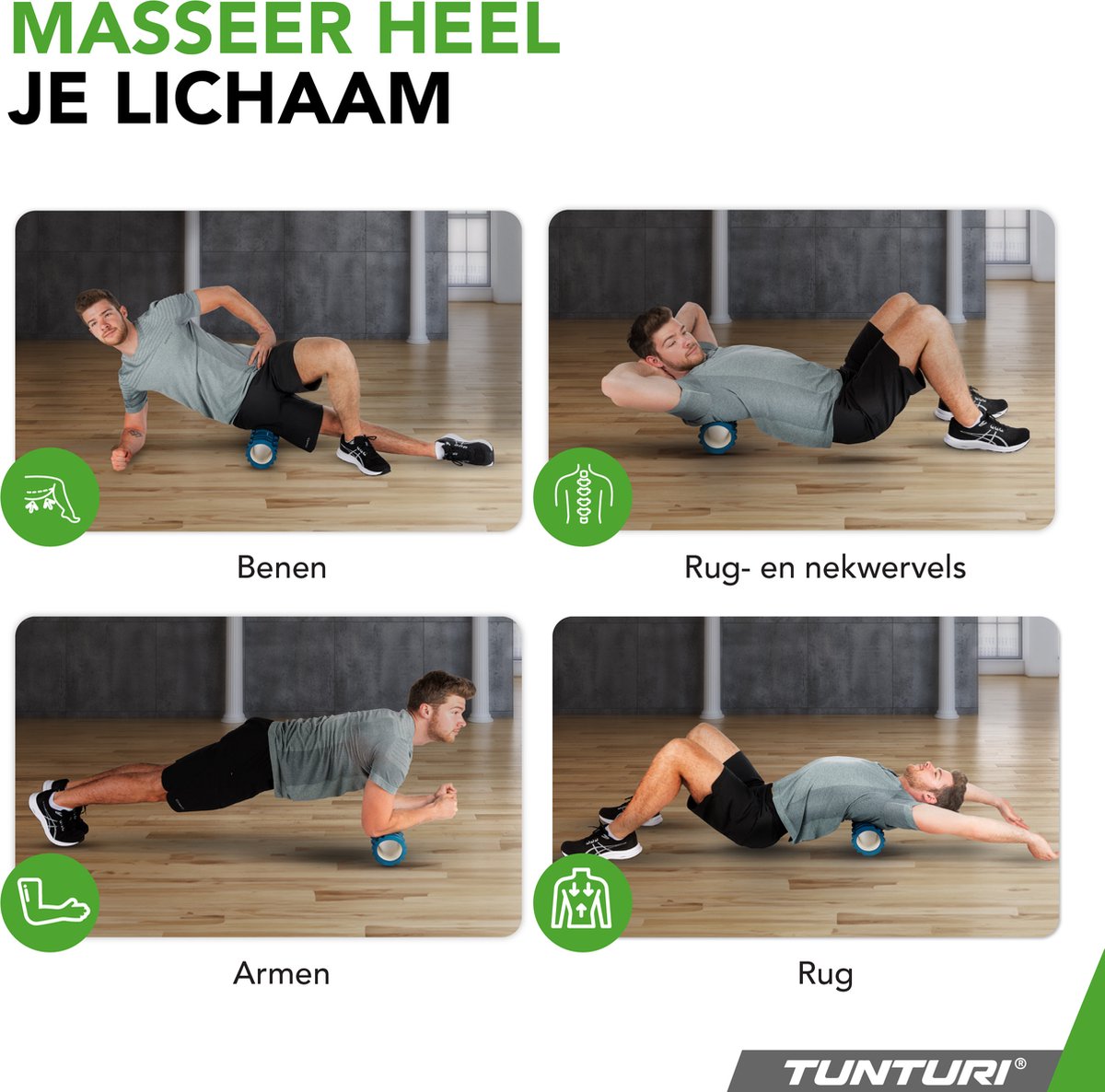 Tunturi Yoga Grid Foam Roller - Massage Roller - Petrol Blauw thumbnail 6