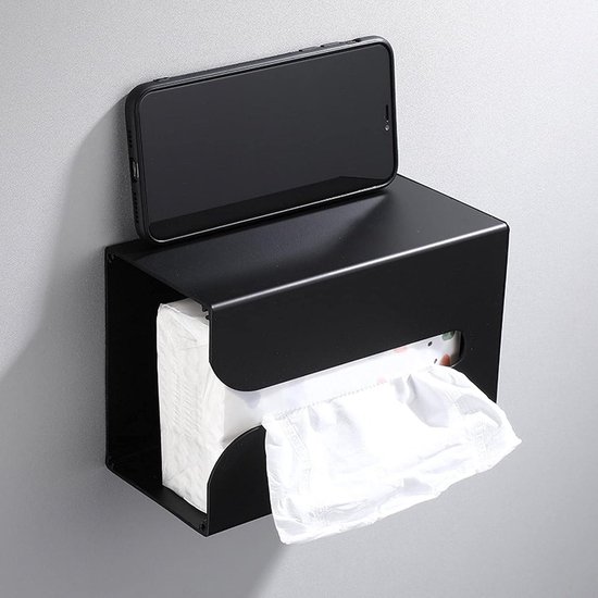 Tissue Doos Tissuehouder Wall Mount Tissue Box Houder Geperforeerde Mount Roestwerende Aluminium Servet Cover Keuken Badkamer Toilet Zwart Multifunctionele Tissuebox