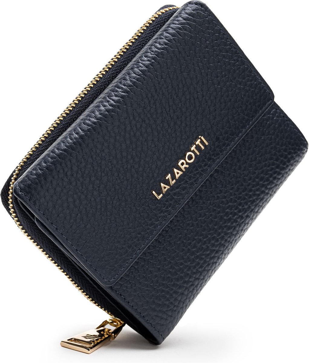 Lazarotti Leren portemonnee Bologna Leather Wallet With 8 Card Slots Red rood