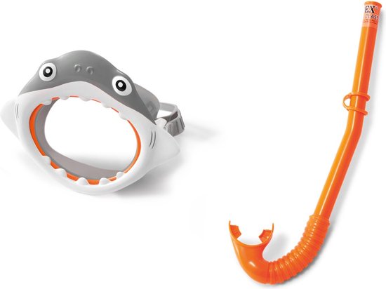 Foto: Intex 55944 snorkelset shark fun junior 2 delig oranje grijs