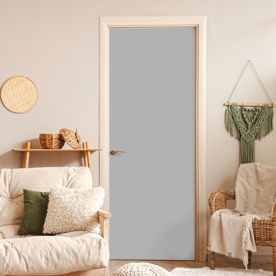 Foto: Deurposter 95x235 cm deursticker grijs effen print meubelfolie zelfklevend deurfolie woonkamer interieurfolie fotobehang deur plakfolie deurstickers deurbehang sticker kamer decoratie