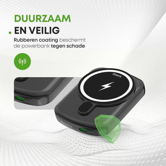 iSetchi Magsafe Power Bank 10 000 mAh - Klein taille - Magnétique et sans fil - Pour iPhone 12 & 13 - Chargeur de batterie sans fil