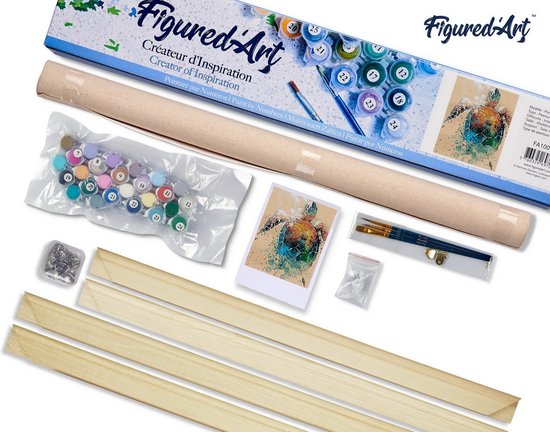 Peinture Par Numéros Tortue – Kit Créatif 50×40 Cm Pour Adultes & Enfants, Toile Pré-Imprimée