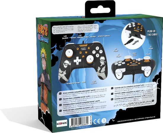 Konix - Manette filaire Naruto Shippûden Noire pour Nintendo Switch