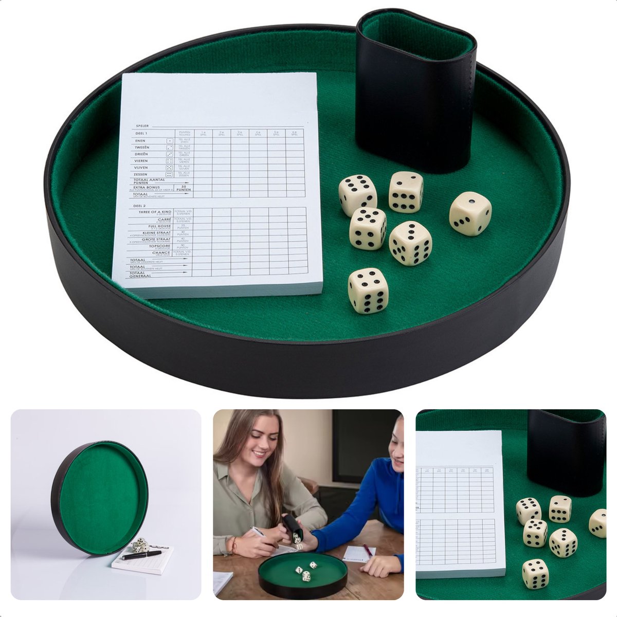 Set Double Gobelets à Dés En Cuir PU Avec 10 Dés Et 100 Feuilles De Score - Parfait Pour Yahtzee Et Jeux De Société