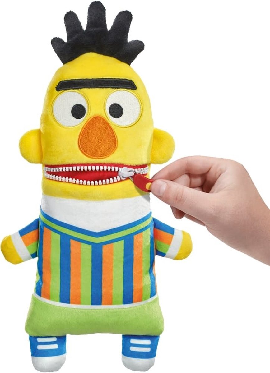 Schmidt Spiele Zorgenvriendje Bert – Zachte Pluche Knuffel uit Sesamstraat met Ritssluiting-Mond om Zorgen op te Eten – Meerkleurig Knuffeldier voor Kinderen – Emotionele Ondersteuning en Troostvriend – Officiële Licentie – Perfect als Slaapknuffel — afbeelding 5