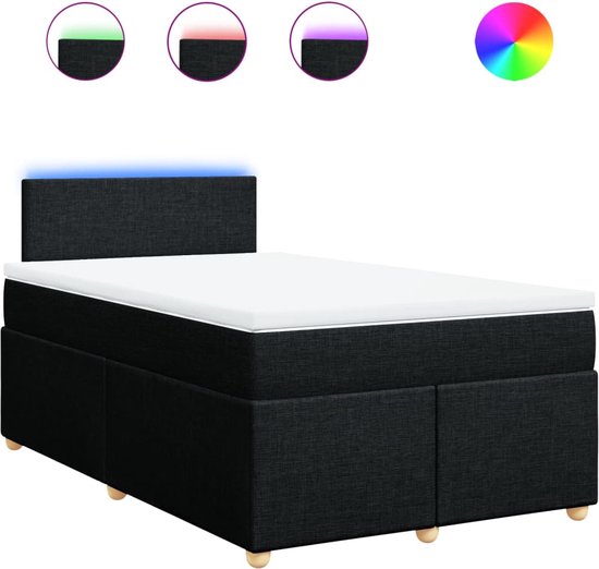 vidaXL - Sommier tapissier - avec - matelas - tissu - noir - 120x200 - cm
