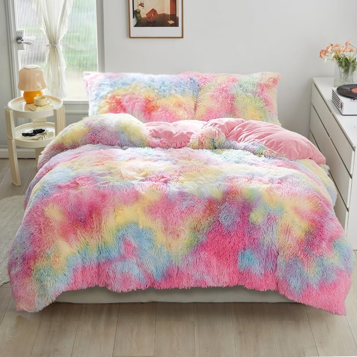 Goodivery ® Warme en Zachte Winter Beddengoedset met Regenboogkleuren voor Kinderen
