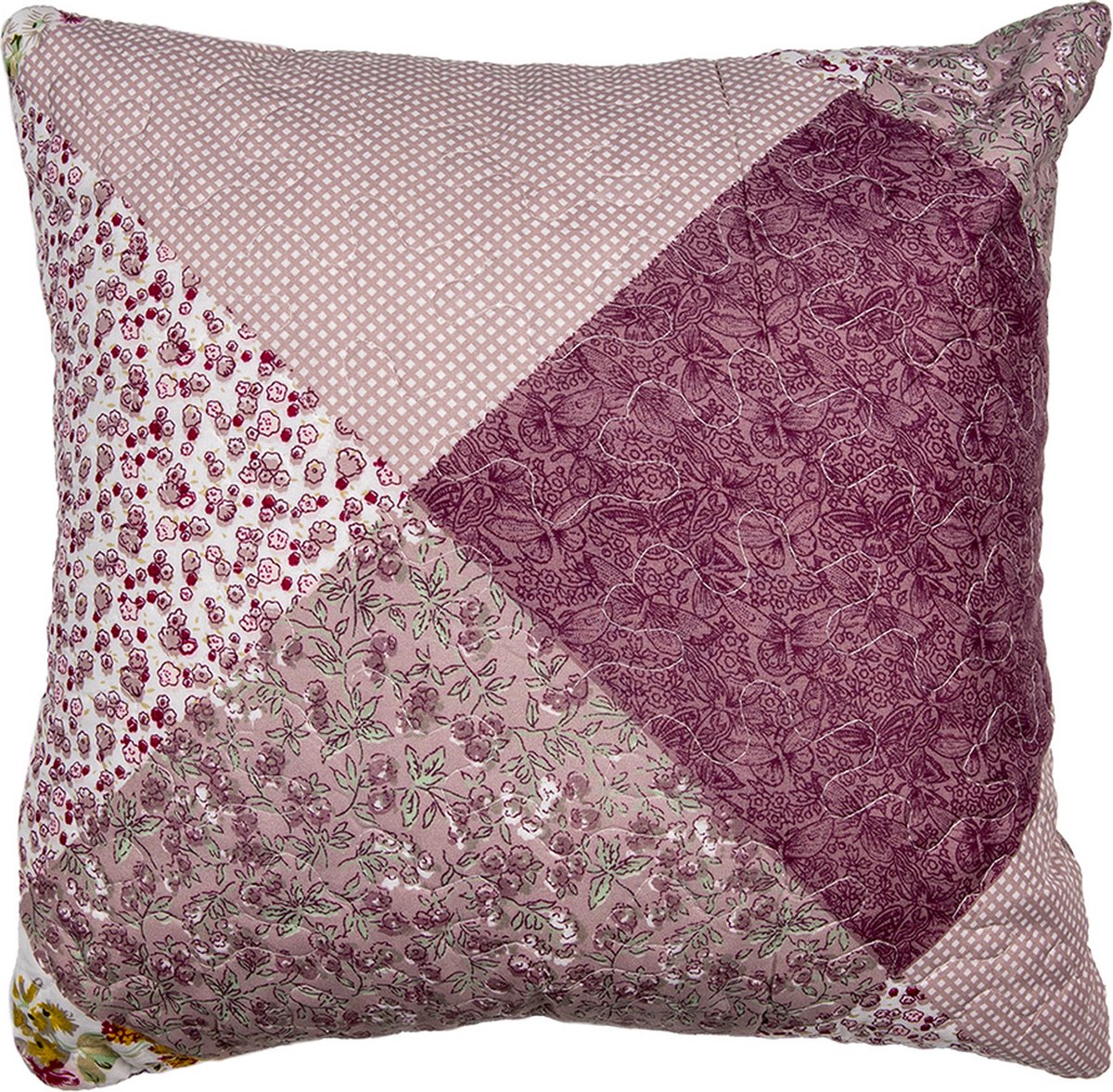 Clayre & Eef Kussenhoes 40x40 cm Paars Polyester Bloemen