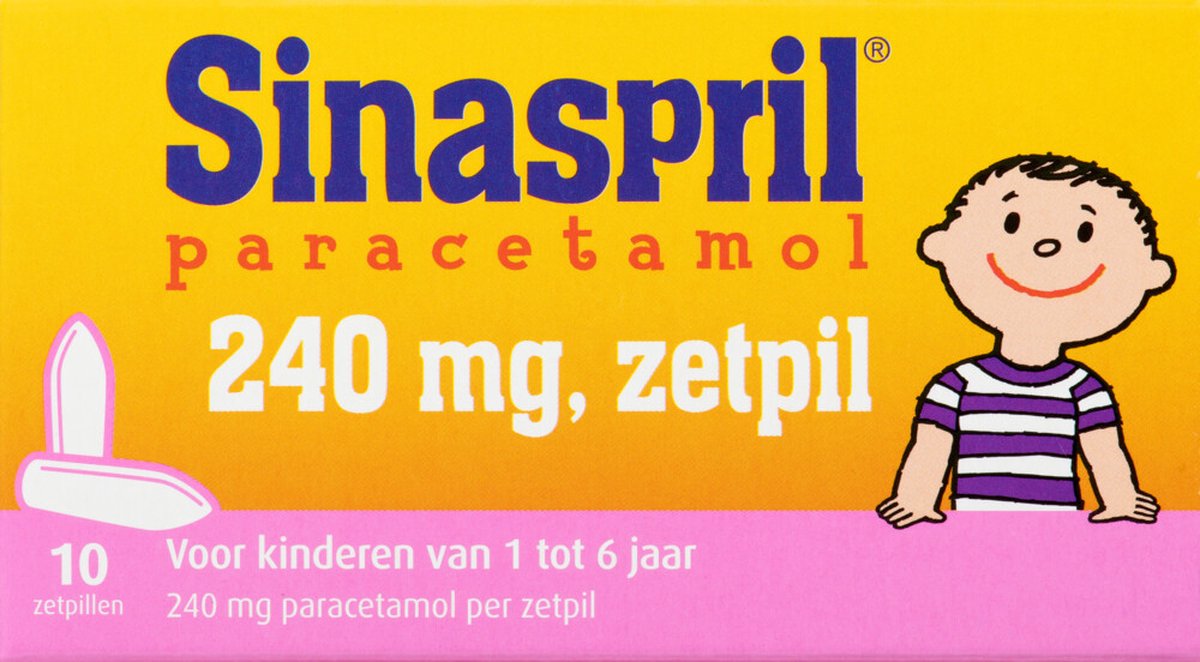 Goedkoopste 2x Sinaspril Paracetamol 240mg Zetpil 10 stuks