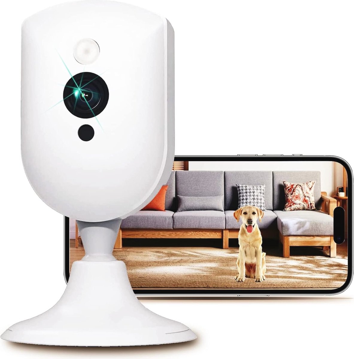 Bewakingscamera voor binnen - Wifi, 4 MP, Mens/ Geluid/ Beweging Alarm, Nachtzicht, Babymonitor, Huisdiercamera, Ondersteunt Alexa