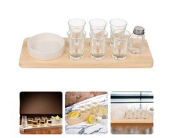 Tequila Serveerset Hout - Tequila Glazen - Shotglazen Set - Inclusief Shotglaasjes en Zoutpotje - 32x12 cm - Inclusief EBOOK