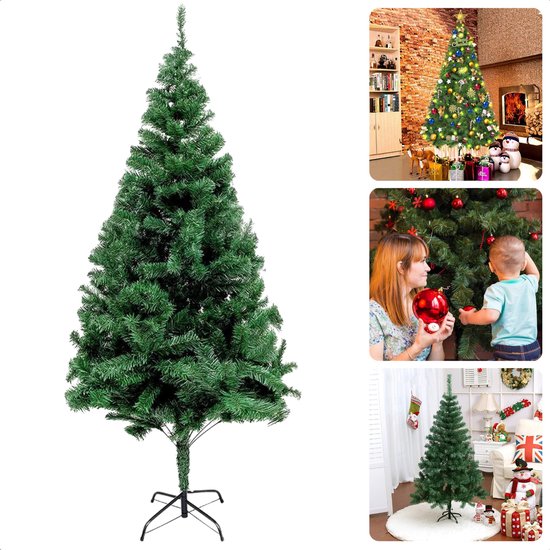 SALCAR Kunstkerstboom, 180 cm, slank, realistische kerstboom van PE en SALCAR Kunstkerstboom, 180 cm, slank, realistische kerstboom van PE en