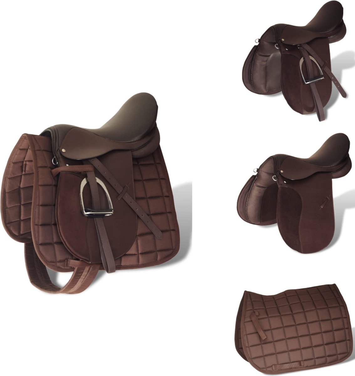 Western Best Ensemble de selle de cheval en cuir marron