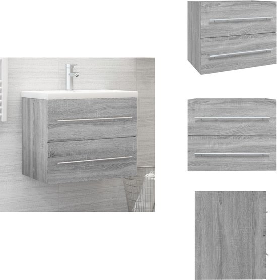 vidaXL Wastafelkast 40x37x59 cm bewerkt hout gerookt eikenkleurig, badkamer wastafel kast, wastafel kast, badkamer kast, wastafelkastje, badkamerkast