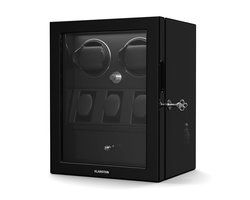 Klarstein ChronoVault Horlogeopwinder voor 5 horloges – Automatische horlogeopwinder met stille Japanse motor, Veganleer, 4 rotatiemodi & 3 richtingen, LED-verlichting & sieradenlade