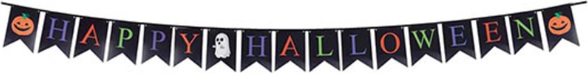 Fiestas Guirca - Happy Halloween pumpkin vlaggenlijn - DIY - 3 meter - Halloween - Halloween Decoratie - Halloween Versiering