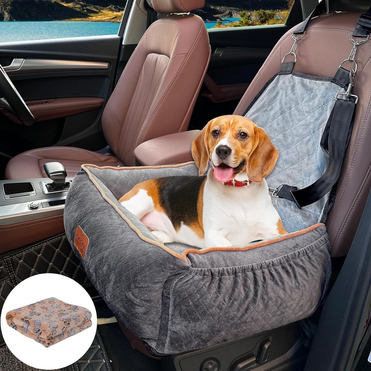 Siège Rehausseur Voiture Pour Chien Johnear - Lit Voyage Avec Laisse, Lavable, Pour Chat Et Chien Taille Moyenne