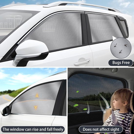 Zonwering auto baby - 4 stuks magnetische autoruiten zonwering - kinderen raam verduistering - inkijkbescherming zijruitgordijn - hittebescherming - uv-bescherming - auto-accessoires zonnescherm auto baby van DRESHOW — afbeelding 3