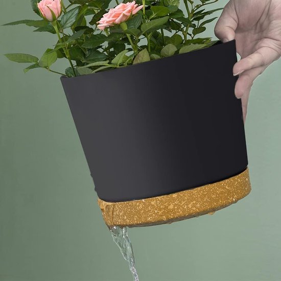ZMTECH Plantenpotten – Set Van 3 – 20 Cm – Met Afvoergaten & Afneembare Schotel – Modern Minimalistisch Design – Groen – Voor Binnen & Buiten