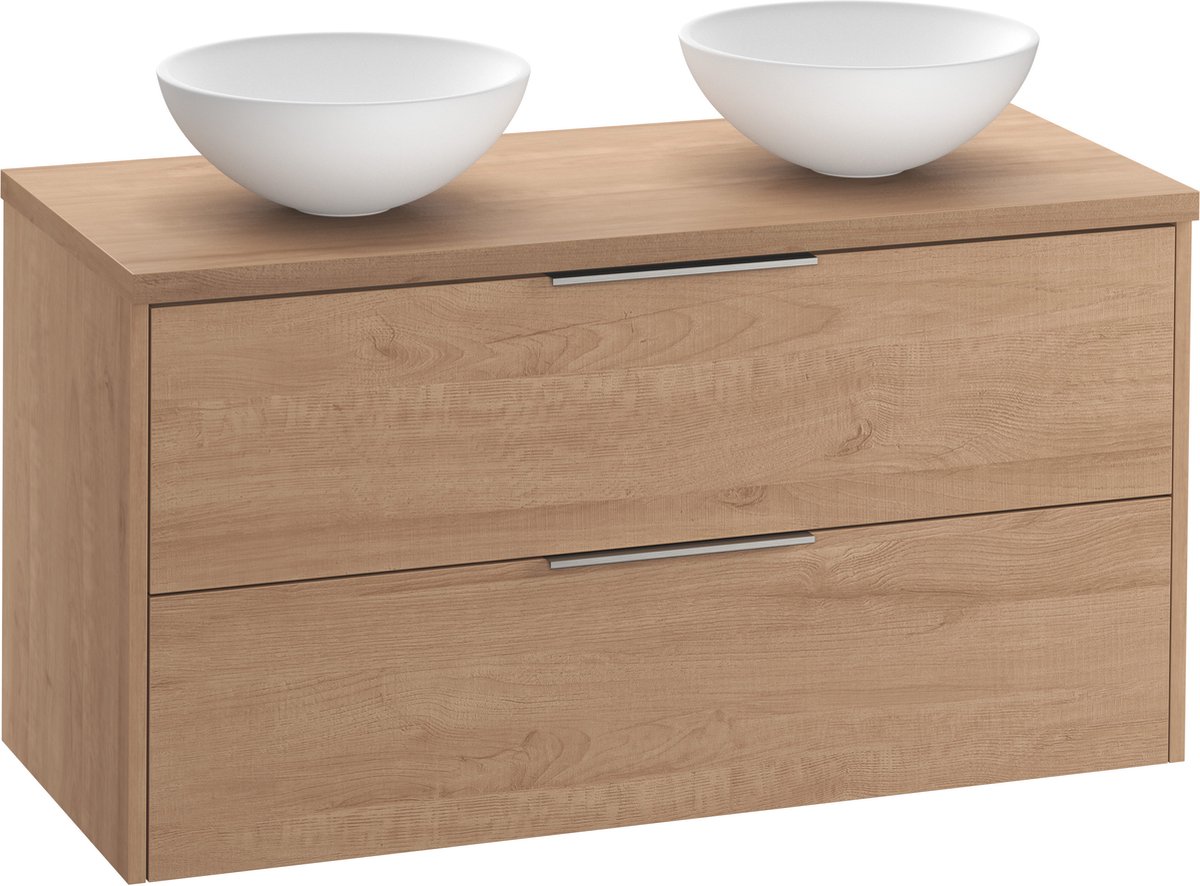 Saqu Lima badmeubel incl. mat witte waskommen 120x51x77cm toffee – rvs greep