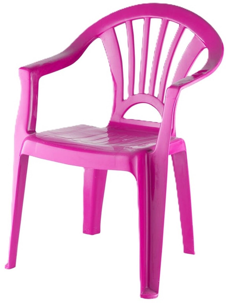 Fuchsia roze stoeltje voor kinderen 51 cm - Tuinmeubelen - Kunststof binnen/buitenstoelen voor kinderen