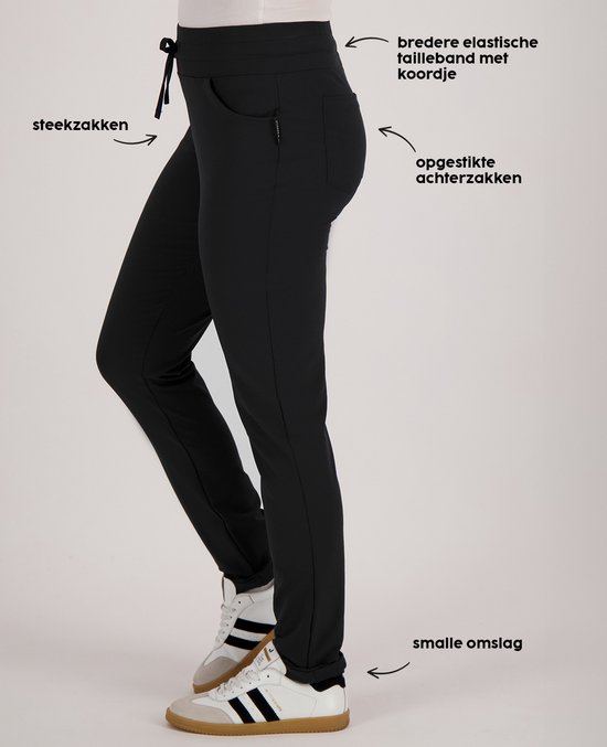 Je m'appelle Travelstof Dames Broek Regular fit Met stretch - Zwart - Maat M