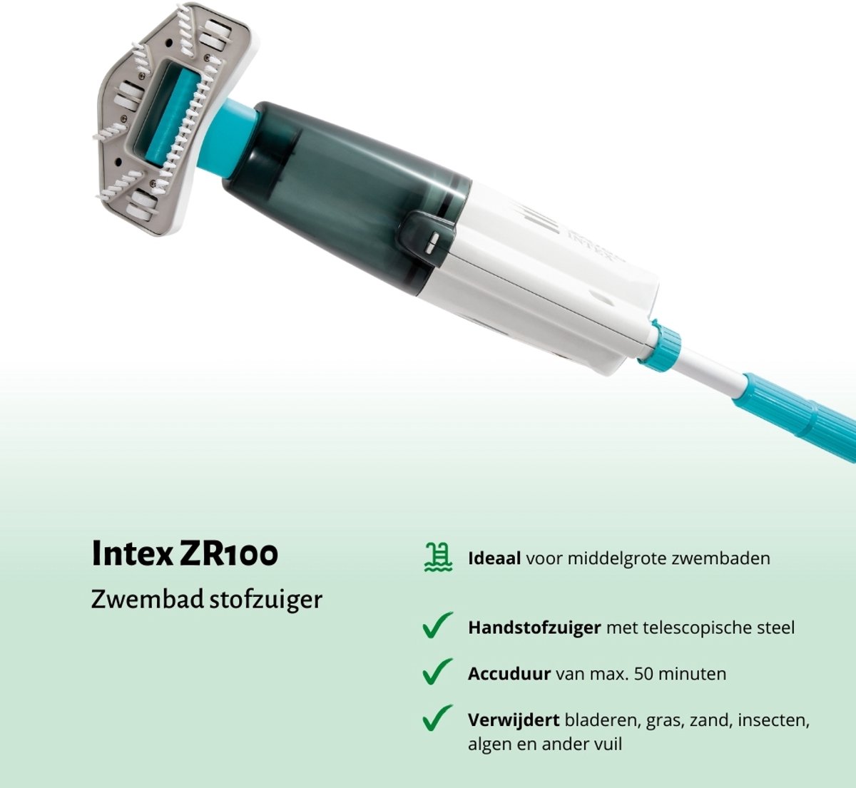 Intex - ZR100 - Oplaadbare Zwembad- en Spa Stofzuiger - Voor zwembaden tot Ø549 cm - Complete set — afbeelding 4
