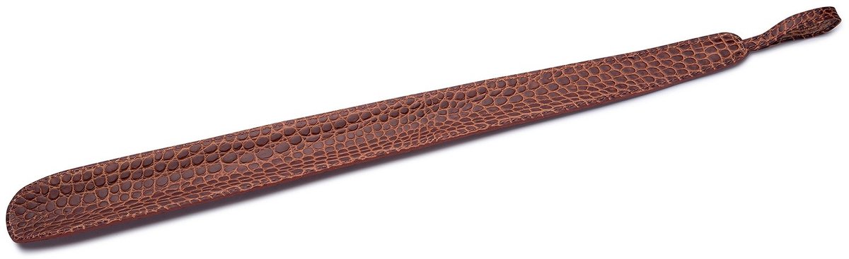 Leather Shoehorn - cognac croco