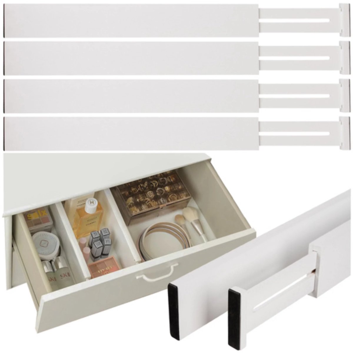 Ruhhy Ladeverdeler Wit – Uitschuifbare Organizer voor Elke Lade