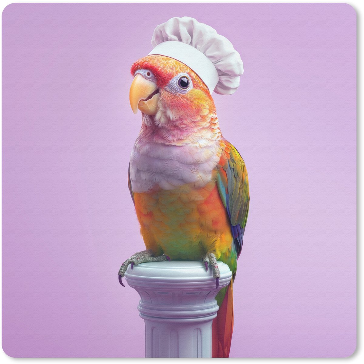 Muismat 30x30 cm - Mousepad Papegaai - Koksmuts - Pilaar - Vogel - Muismatten