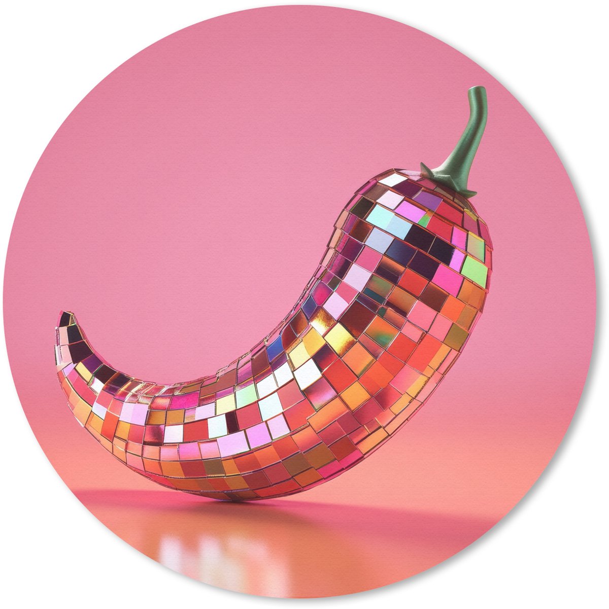 Muismat rond 50x50 cm - Mousepad Peper - Disco - Rood - Glitter - Ronde muismatten